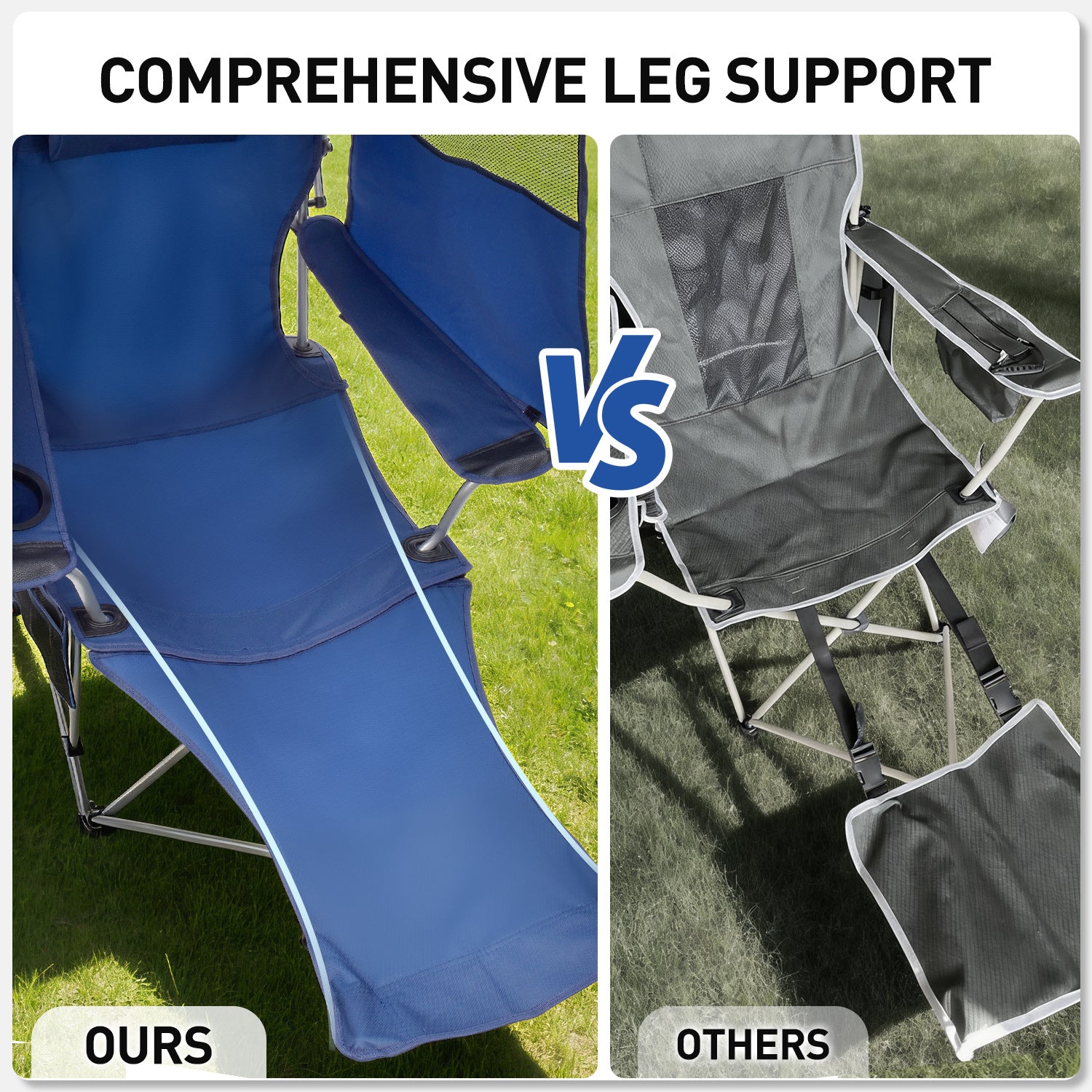 EO Living Reclining Beach Chair with Canopy Blue