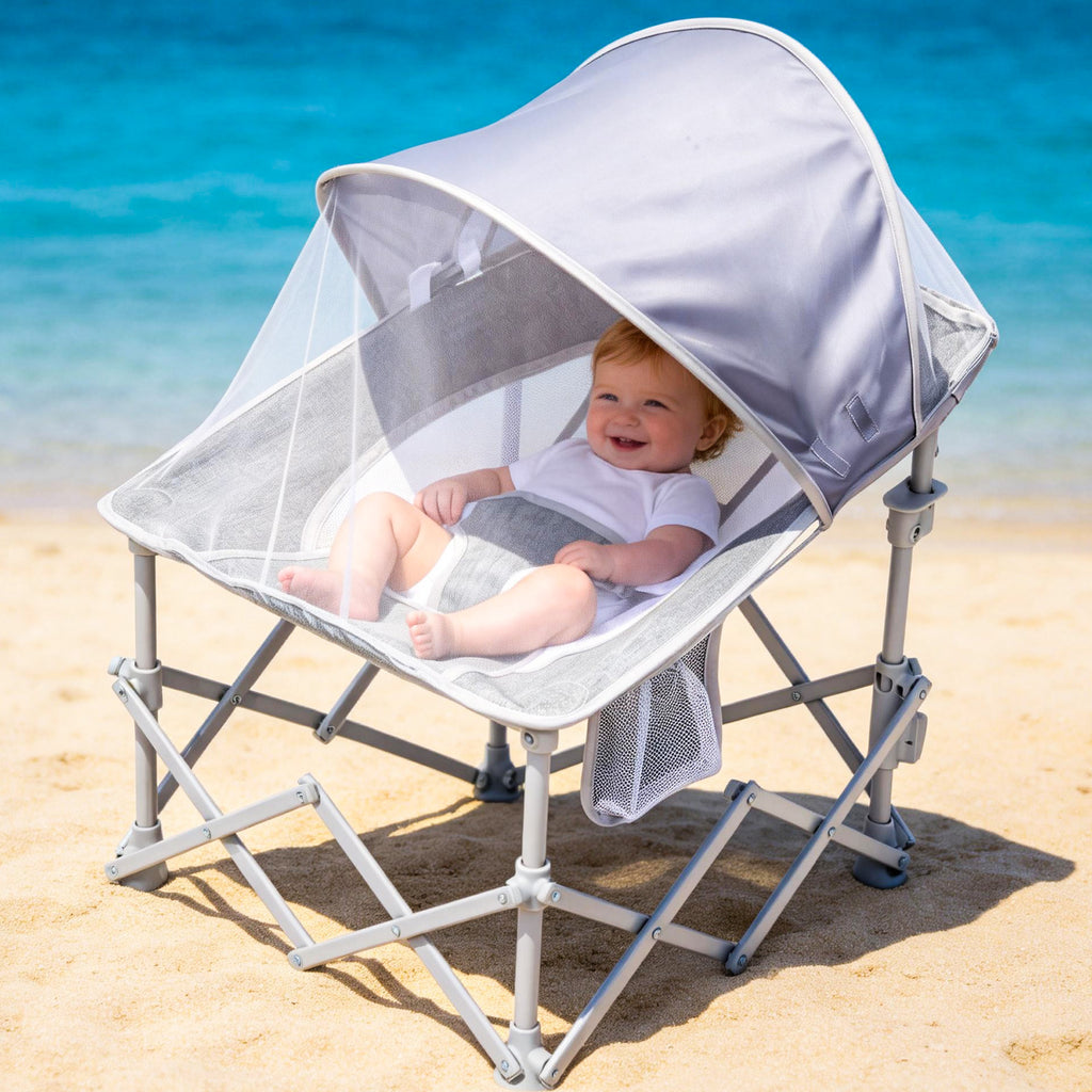 Foldable Baby Beach Chair with Canopy and Mosquito Net