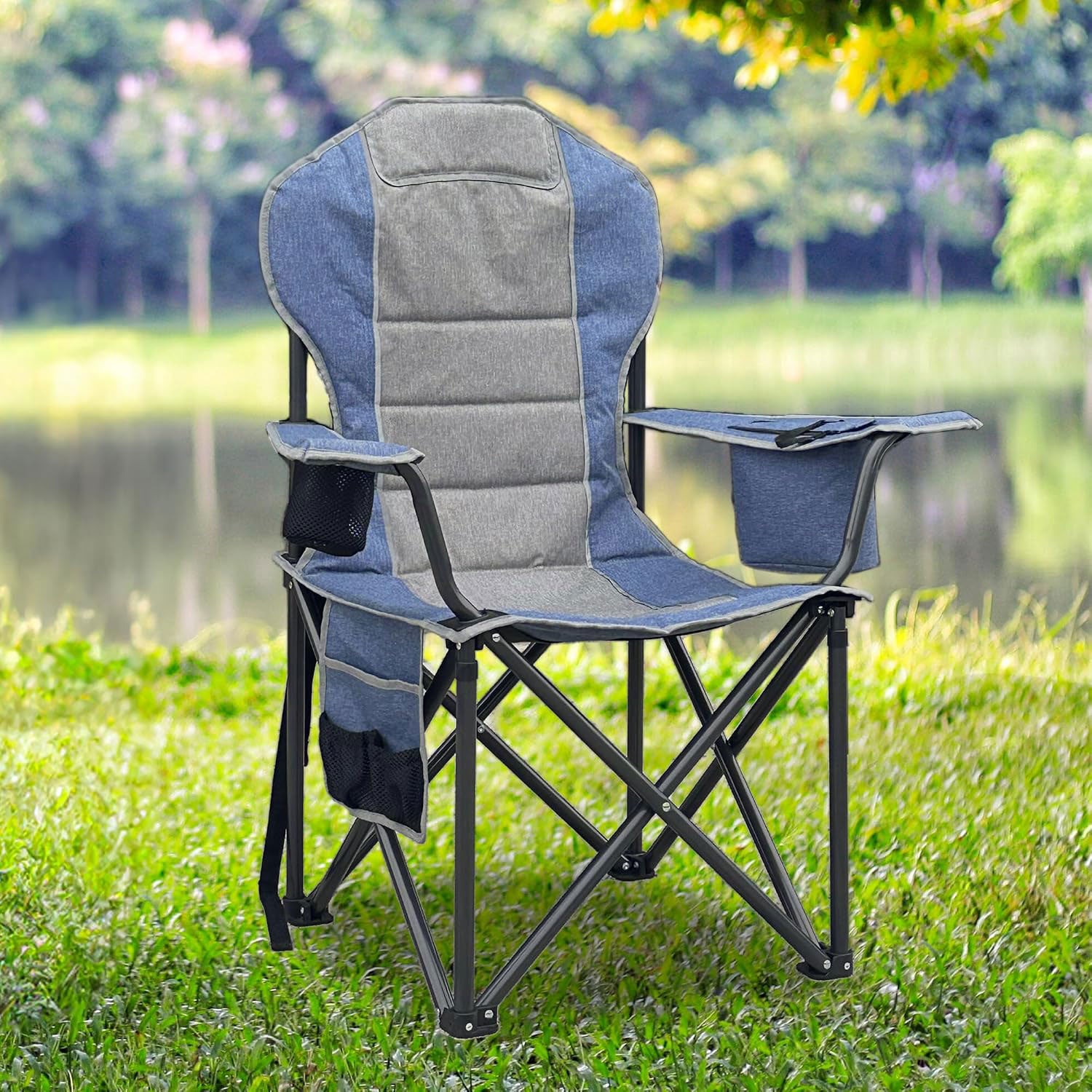 EO Living Oversized Camping Chair with Canopy grey