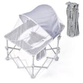 EO Living Foldable Baby Beach Chair with Canopy and Mosquito Net for Outdoor Light Gray