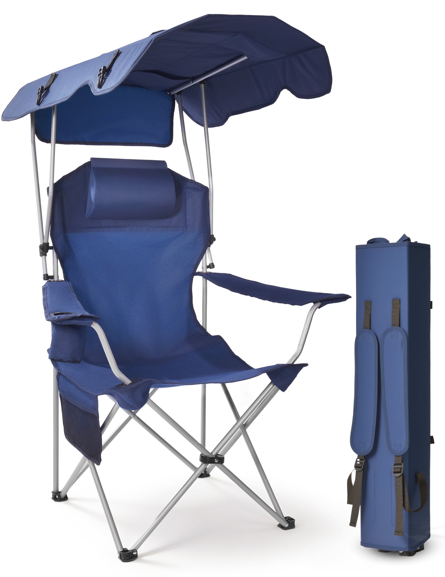 EO Living Beach Chair with Canopy Blue