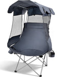 EO Living Oversized Camping Chair with Canopy Silver Gray