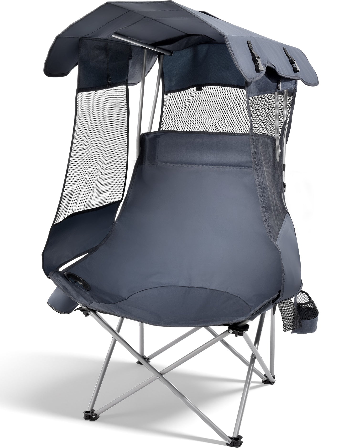 EO Living Oversized Camping Chair with Canopy Silver Gray