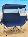EO Living Double Beach Chair with Canopy Blue