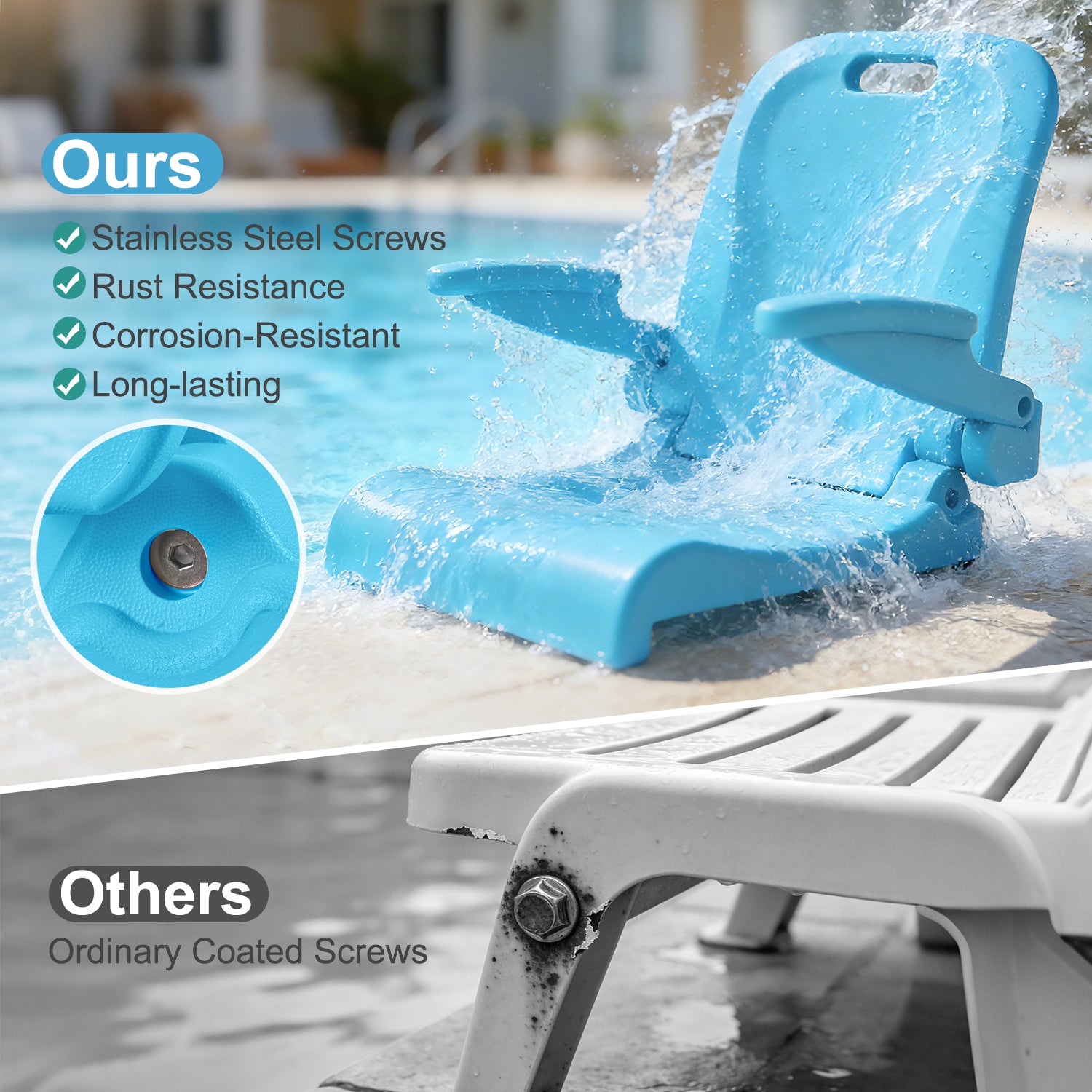 EO LIVING Pool Chairs with Armrests, Foldable Outdoor Chair
