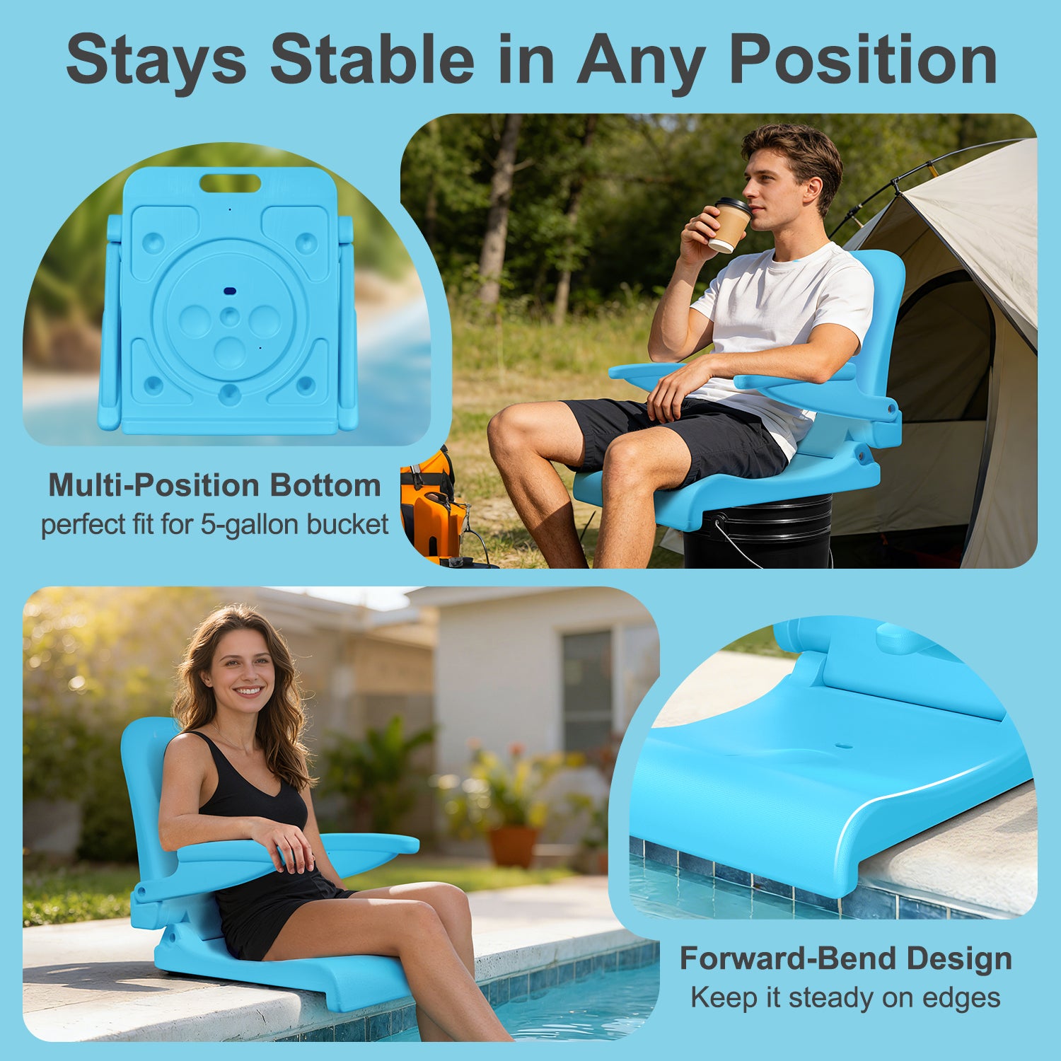 EO LIVING Pool Chairs with Armrests, Foldable Outdoor Chair