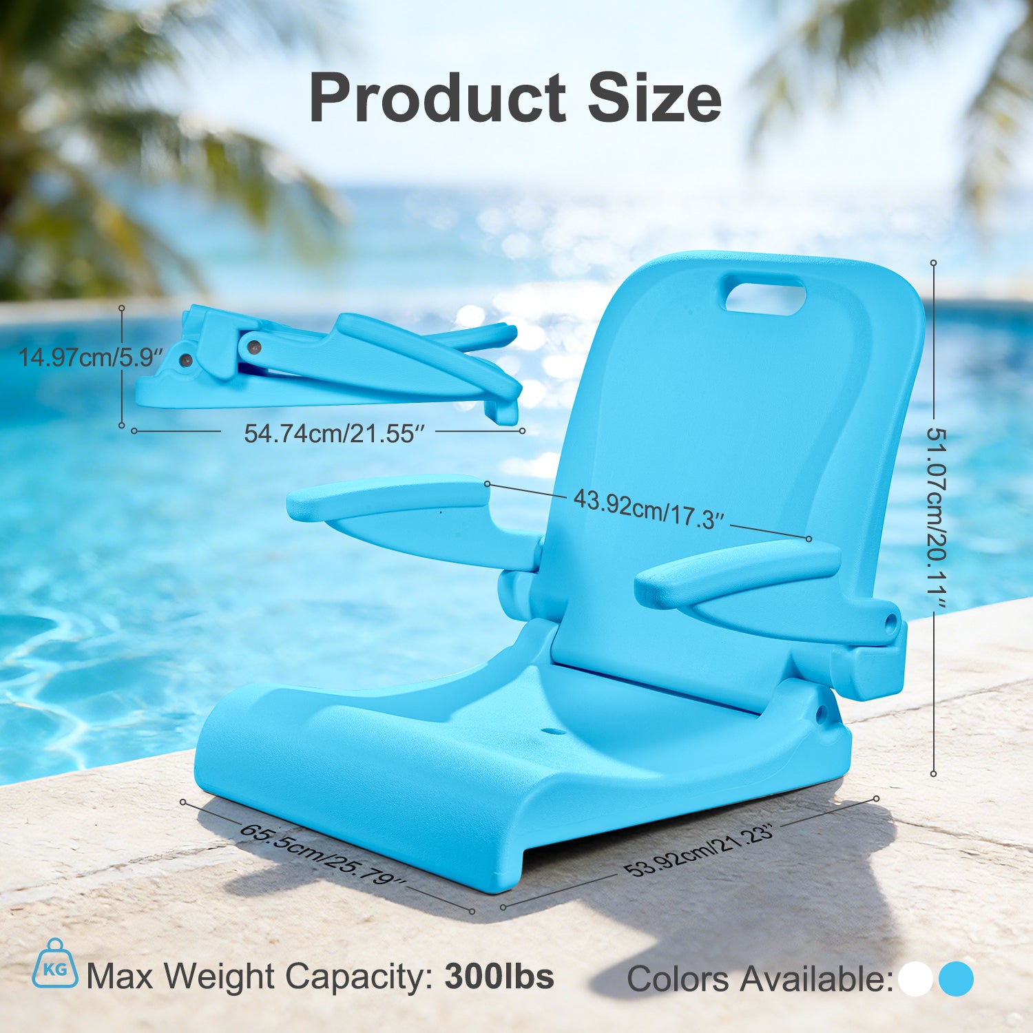 EO LIVING Pool Chairs with Armrests, Foldable Outdoor Chair