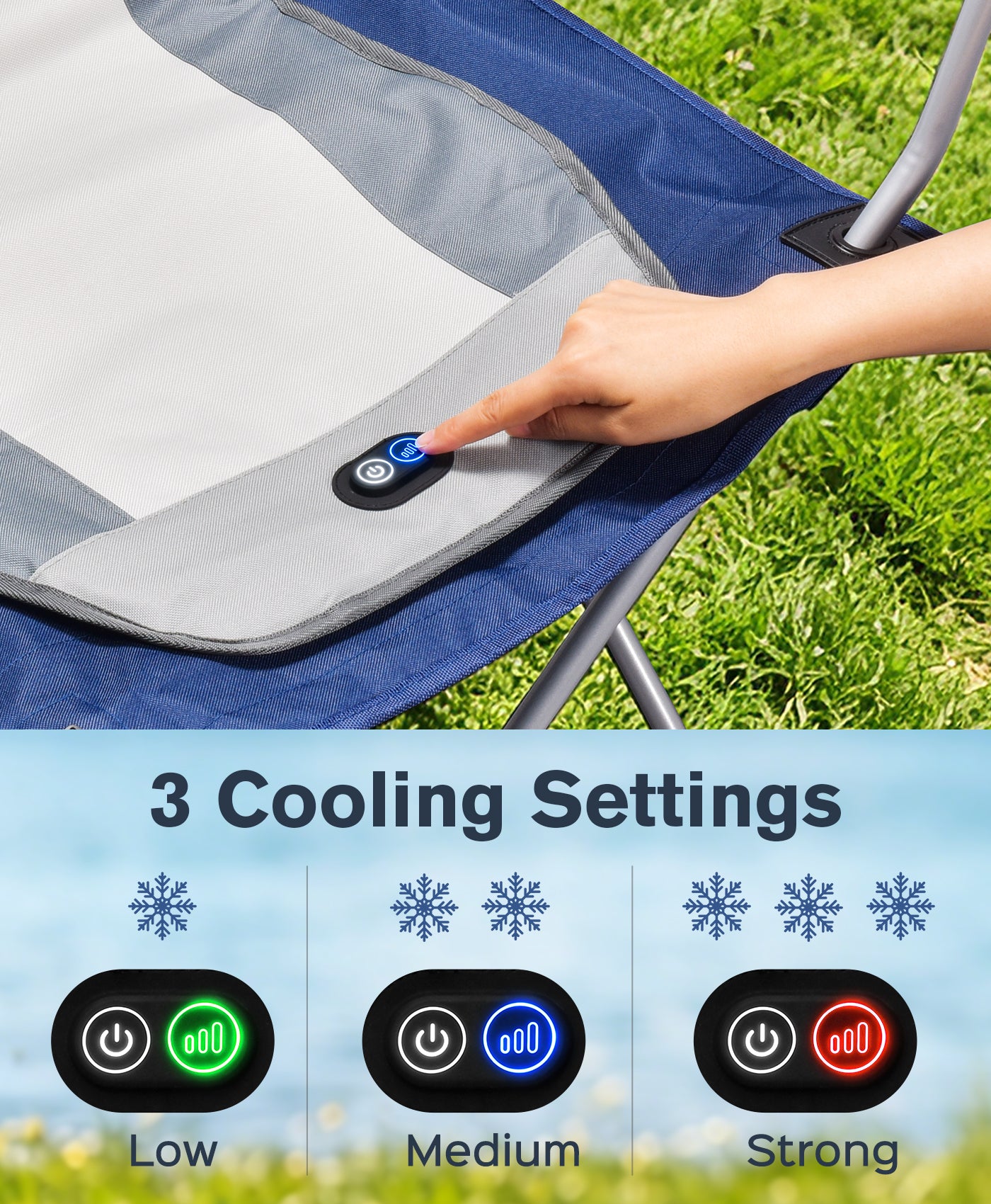 EO Living Portable Cooling Pad for Camping Chairs for Beach Excludes Battery