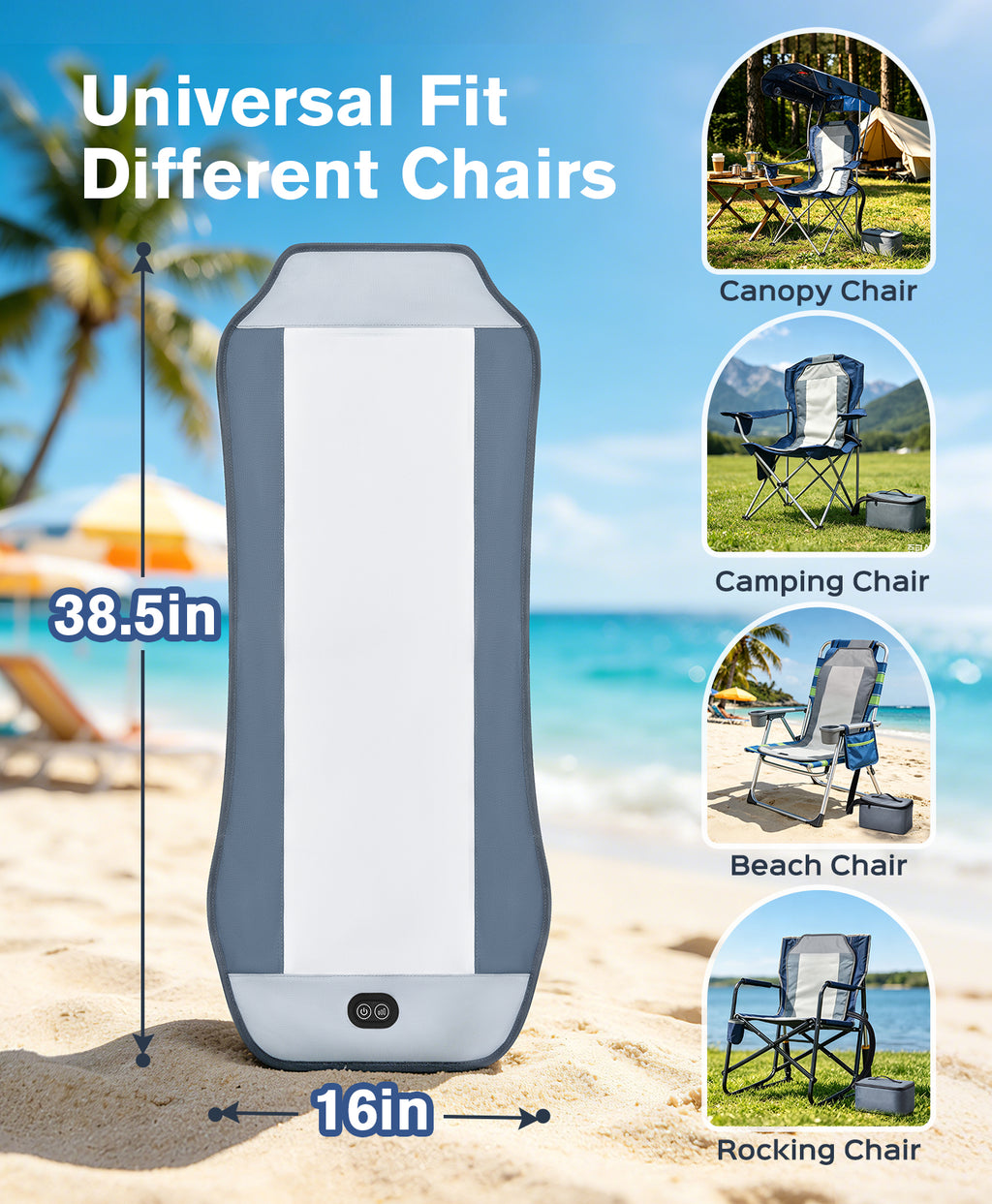 EO Living Portable Cooling Pad for Camping Chairs for Beach Excludes Battery