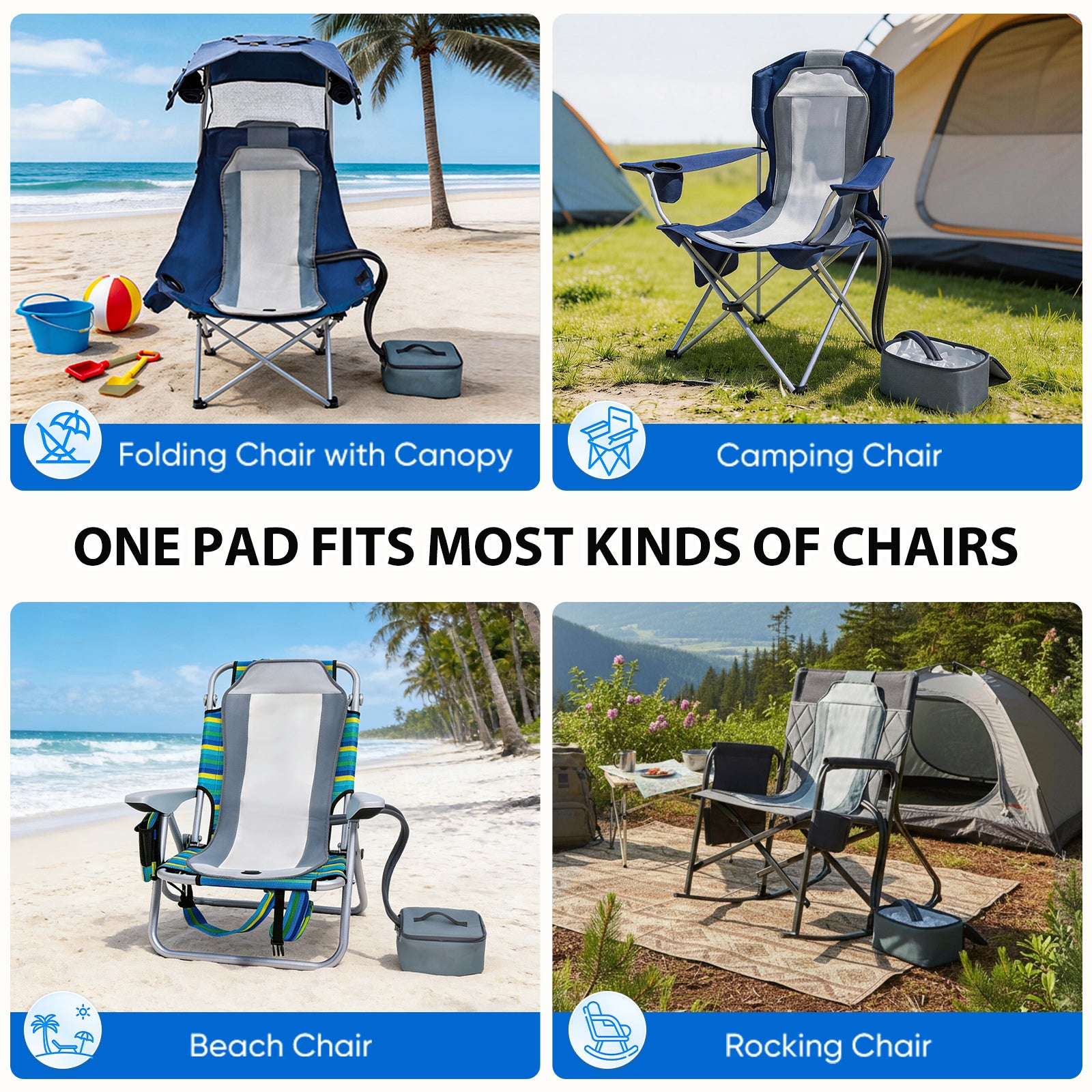 EO Living Compact Cooling Pad for Camping Chairs Light Grey