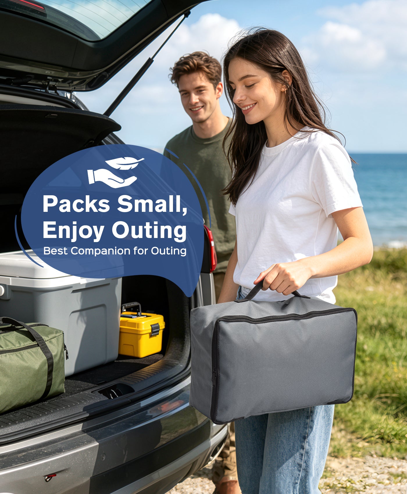 EO Living Portable Cooling Pad for Camping Chairs for Beach Excludes Battery Cold Grey
