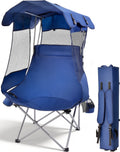 EO Living Oversized Camping Chair with Canopy Navy Blue