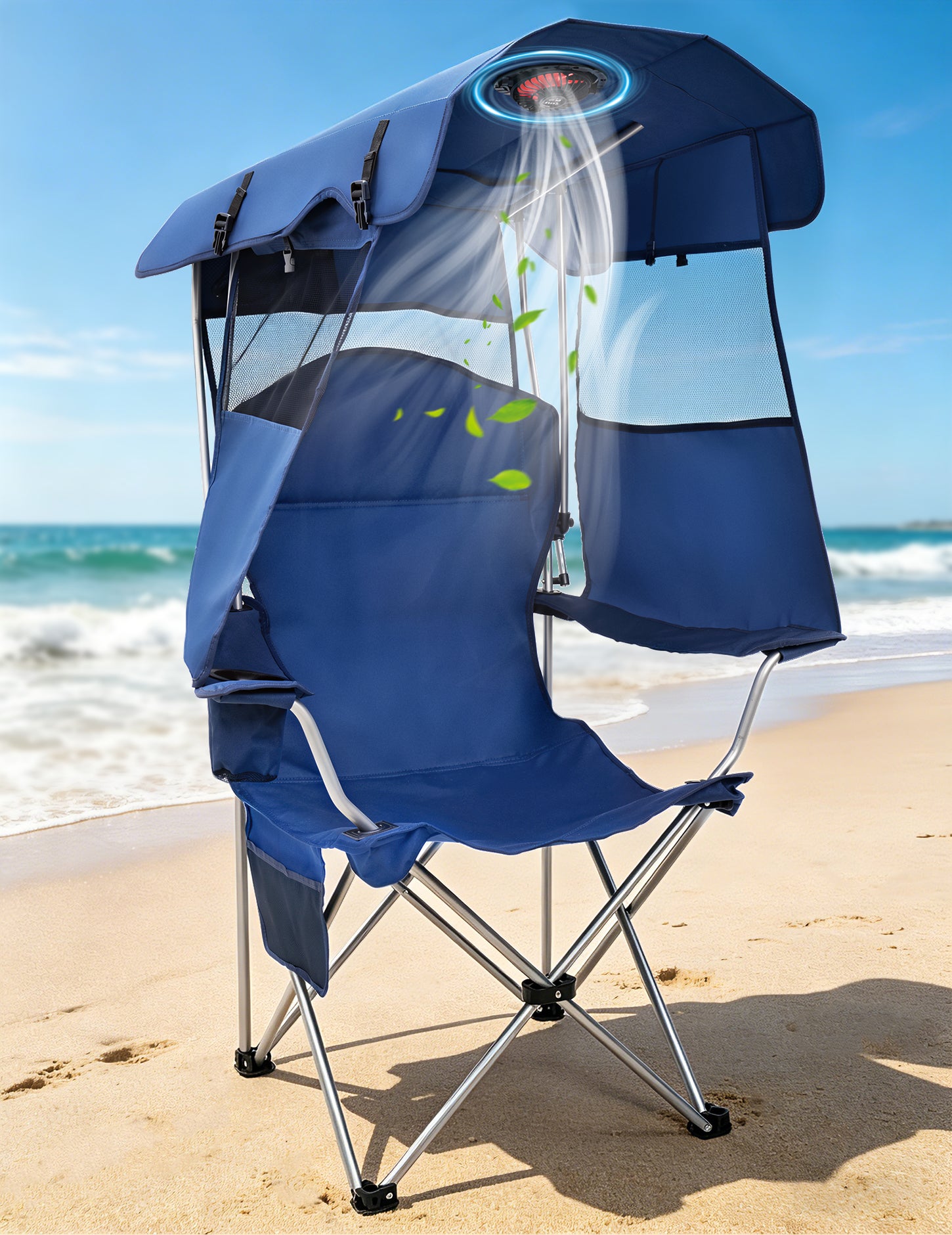 EO Living Canopy Chair with Built-in USB Fan Navy Blue