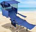 EO Living Reclining Beach Chair with Canopy Blue