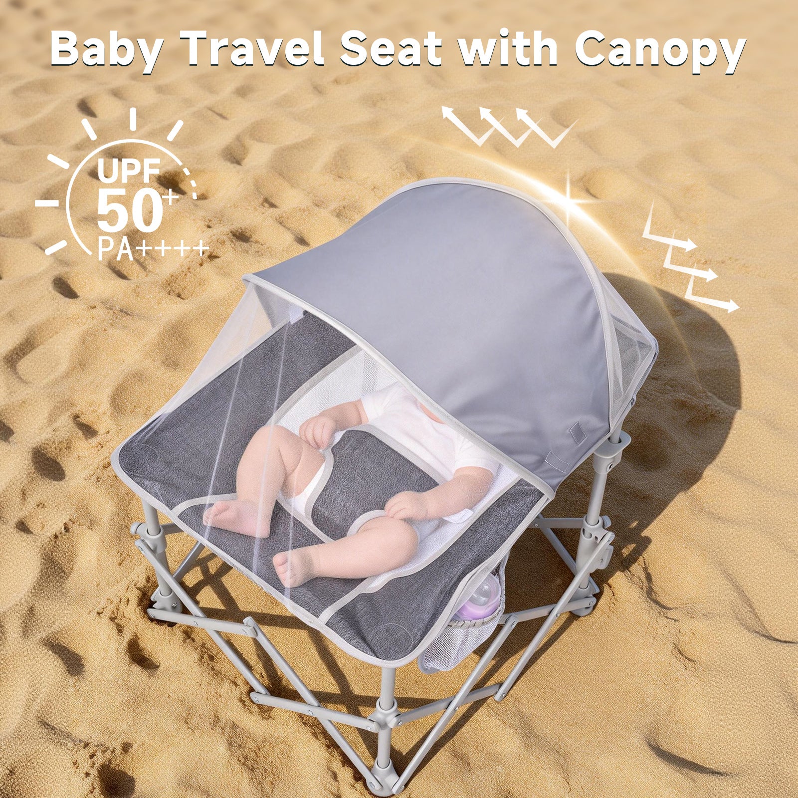 Foldable Baby Beach Chair with Canopy and Mosquito Net