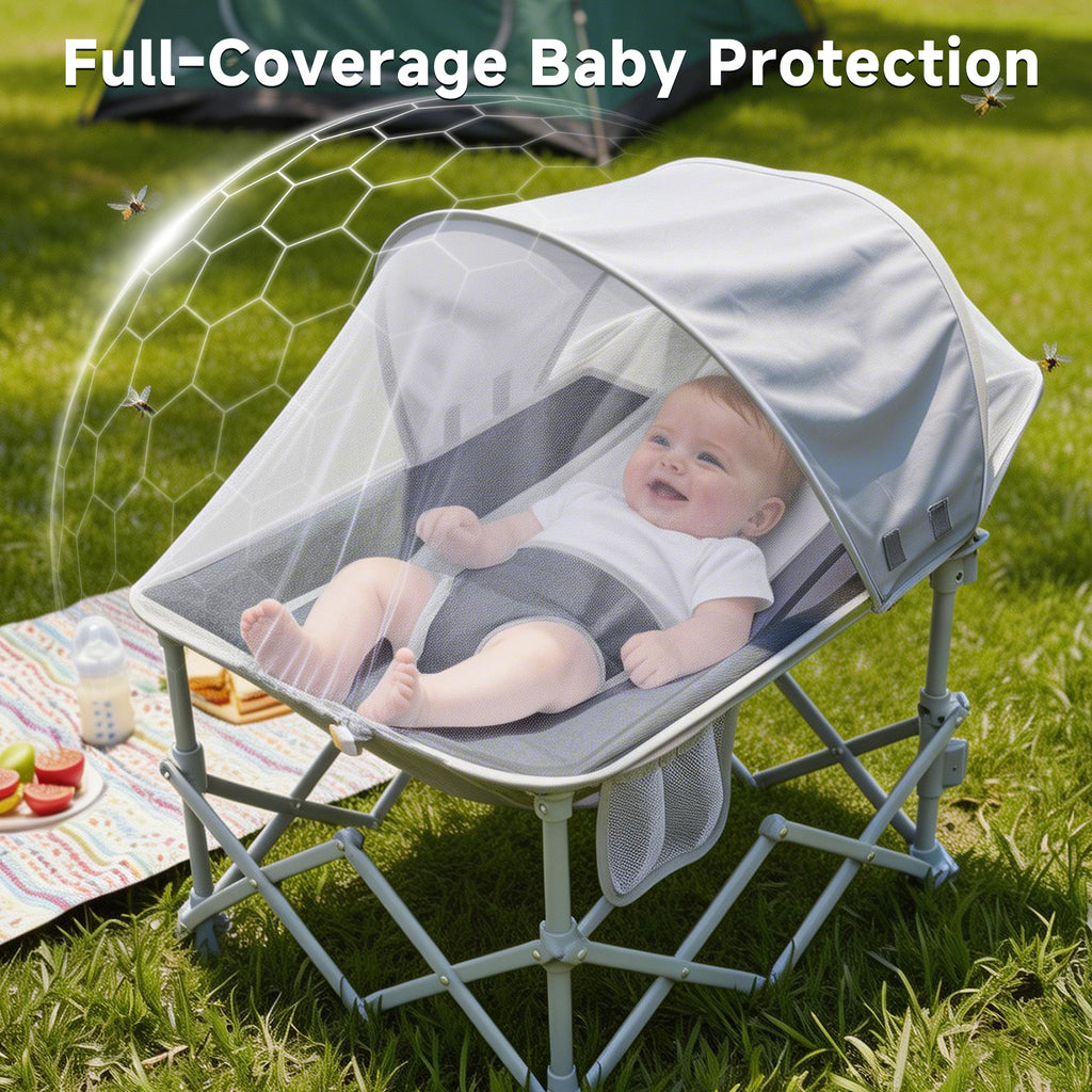 Foldable Baby Beach Chair with Canopy and Mosquito Net