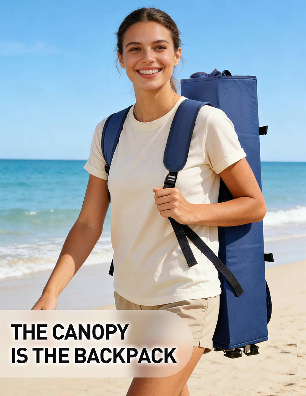 EO Living Oversized Camping Chair with Canopy Navy Blue